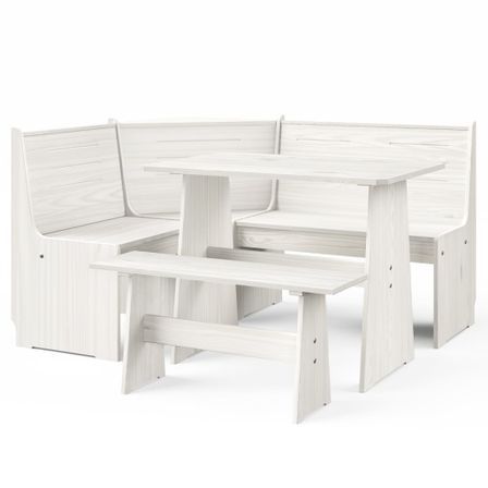Salon de jardin 3 pcs Blanc Bois de pin massif 10