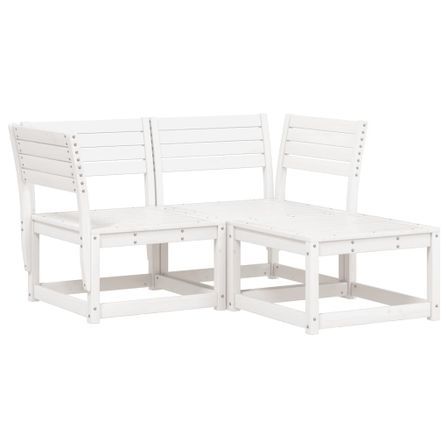 Salon de jardin 3 pcs blanc bois de pin massif