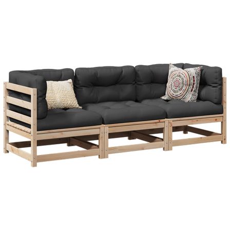 Salon de jardin 3 pcs bois de pin massif