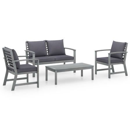 Salon de jardin 4 pcs avec coussins Bois d'acacia solide 15