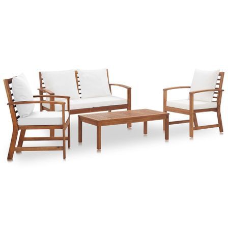 Salon de jardin 4 pcs avec coussins Bois d'acacia solide 11