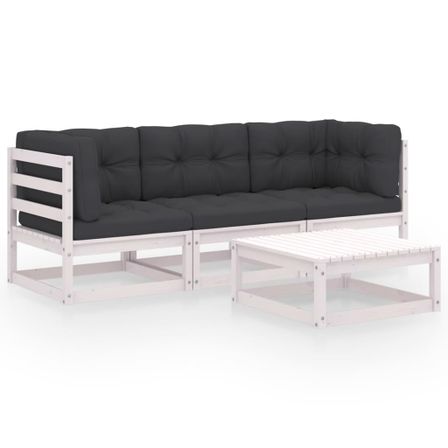 Salon de jardin 4 pcs avec coussins Bois de pin massif 20