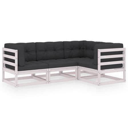 Salon de jardin 4 pcs avec coussins Bois de pin massif 7