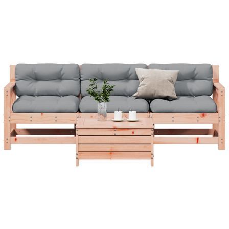 Salon de jardin 4 pcs avec coussins bois massif douglas