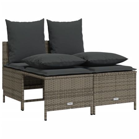 Salon de jardin 4 pcs avec coussins gris résine tressée