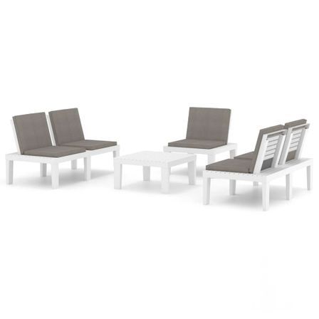 Salon de jardin 4 pcs avec coussins Plastique Blanc 3