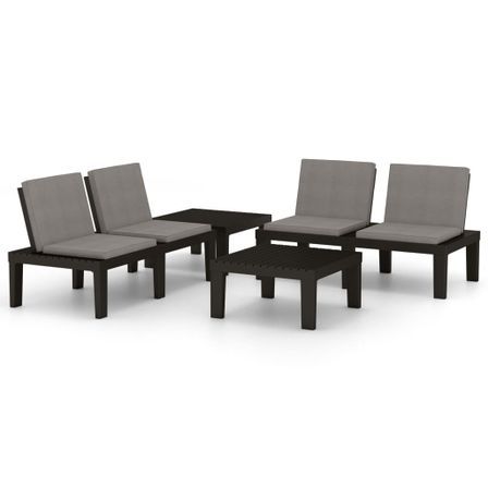 Salon de jardin 4 pcs avec coussins Plastique Gris 3