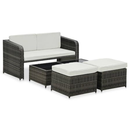 Salon de jardin 4 pcs avec coussins Résine tressée Anthracite
