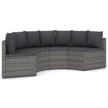 Salon de jardin 4 pcs avec coussins Résine tressée Gris 17