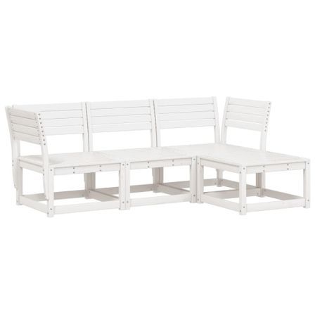 Salon de jardin 4 pcs blanc bois de pin massif
