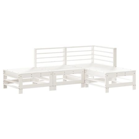 Salon de jardin 4 pcs blanc bois de pin massif