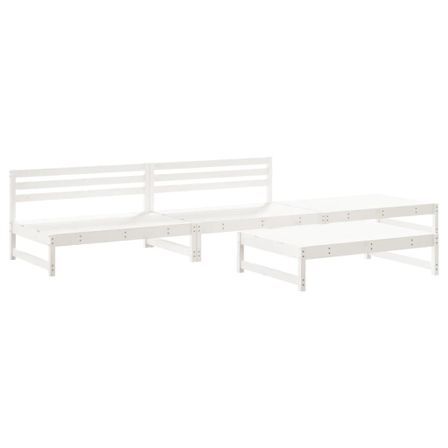 Salon de jardin 4 pcs blanc bois de pin massif