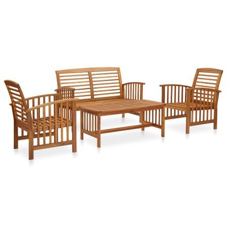 Salon de jardin 4 pcs Bois d'acacia solide 4