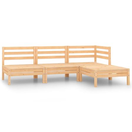 Salon de jardin 4 pcs Bois de pin massif 3
