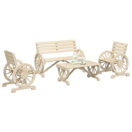 Salon de jardin 4 pcs bois de sapin massif
