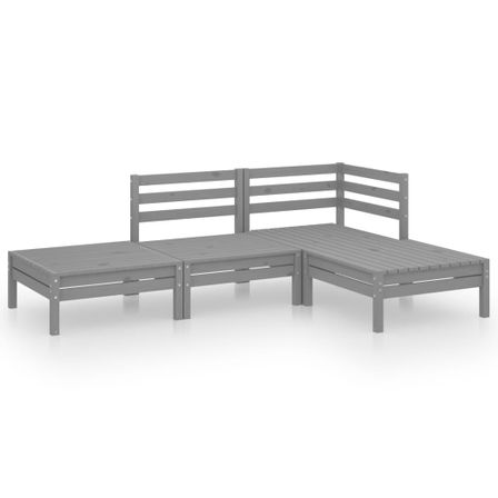 Salon de jardin 4 pcs Gris Bois de pin massif 12