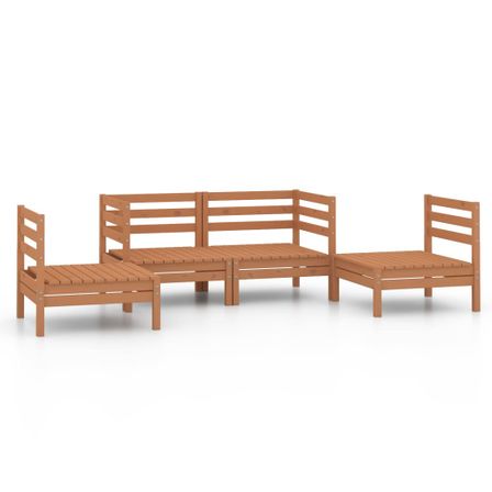 Salon de jardin 4 pcs Marron miel Bois de pin massif 11