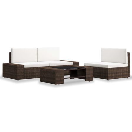 Salon de jardin 4 pcs Résine tressée Marron 2