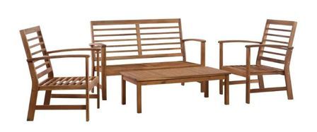 Salon de jardin 4 pièces acacia massif clair Napoli