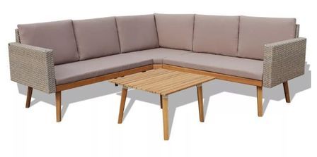 Salon de jardin 4 pièces résine tressée gris Casey