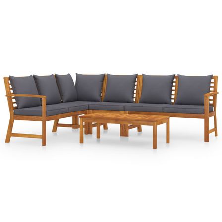 Salon de jardin 5 pcs avec coussin Bois d'acacia solide 7