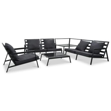 Salon de jardin 5 pcs avec coussins Aluminium Gris foncé 2