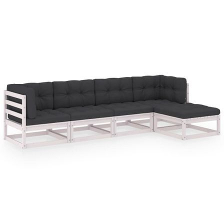 Salon de jardin 5 pcs avec coussins Bois de pin massif 48