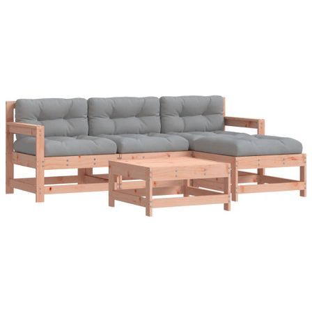 Salon de jardin 5 pcs avec coussins bois massif douglas