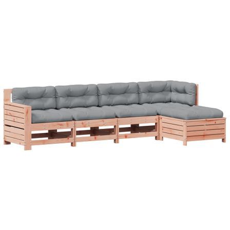 Salon de jardin 5 pcs avec coussins bois massif douglas