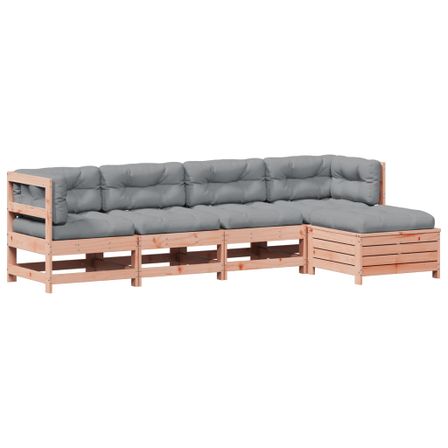 Salon de jardin 5 pcs avec coussins bois massif douglas