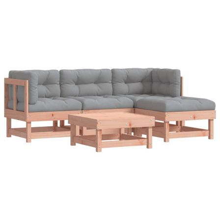 Salon de jardin 5 pcs avec coussins bois massif douglas