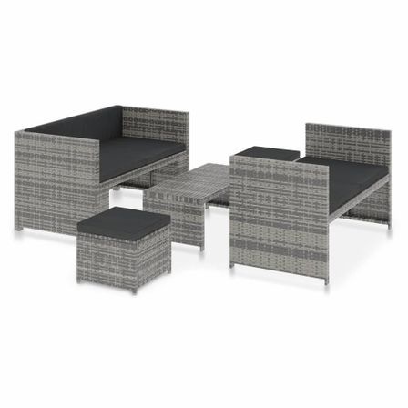 Salon de jardin 5 pcs avec coussins Résine tressée Gris 23