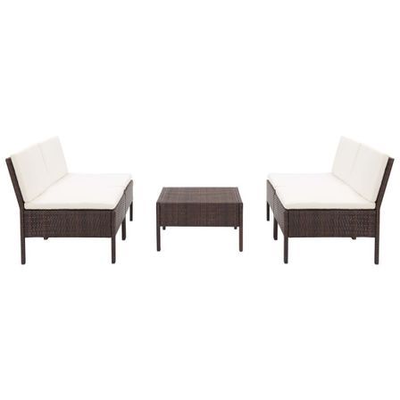 Salon de jardin 5 pcs avec coussins Résine tressée Marron 32