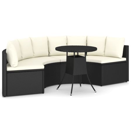 Salon de jardin 5 pcs avec coussins Résine tressée Noir 44