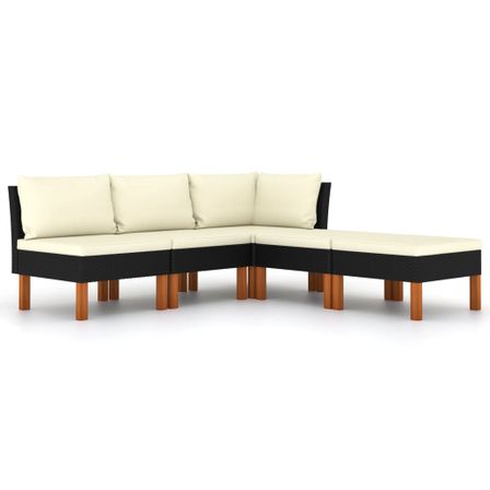 Salon de jardin 5 pcs avec coussins Résine tressée Noir 40