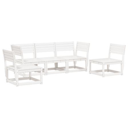 Salon de jardin 5 pcs blanc bois massif de pin