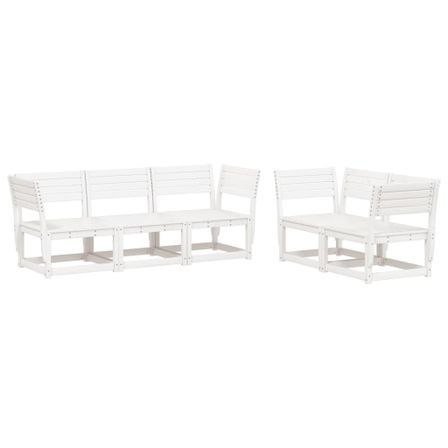 Salon de jardin 5 pcs blanc bois massif de pin