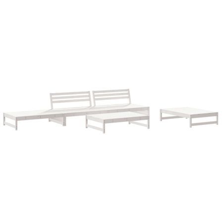 Salon de jardin 5 pcs blanc bois massif de pin