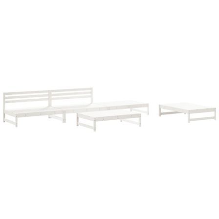 Salon de jardin 5 pcs blanc bois massif de pin