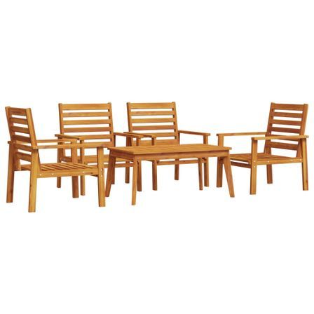 Salon de jardin 5 pcs bois d'acacia solide