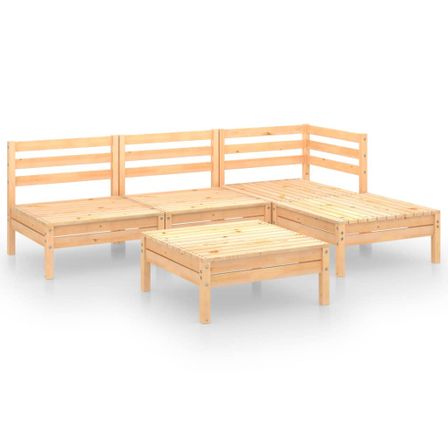 Salon de jardin 5 pcs Bois de pin massif 2