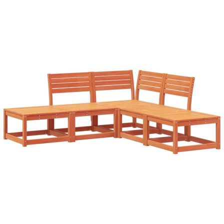 Salon de jardin 5 pcs marron bois de pin massif