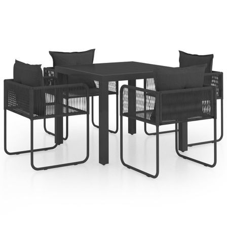 Salon de jardin 5 pcs PVC Résine tressée Noir Tizane
