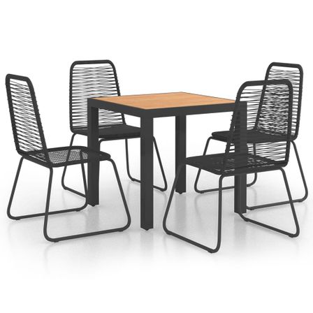 Salon de jardin 5 pcs Rotin PVC Noir et marron