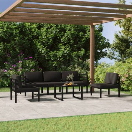 Salon de jardin 6 pcs avec coussins Aluminium Anthracite 5