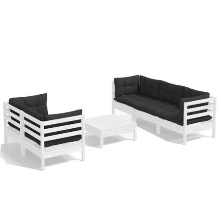 Salon de jardin 6 pcs avec coussins anthracite Bois de pin