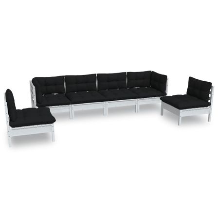 Salon de jardin 6 pcs avec coussins Bois de pin massif 9