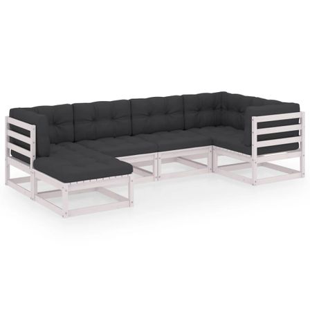 Salon de jardin 6 pcs avec coussins Bois de pin massif 56