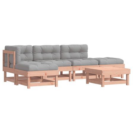Salon de jardin 6 pcs avec coussins bois massif Douglas