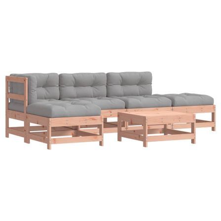 Salon de jardin 6 pcs avec coussins bois massif Douglas